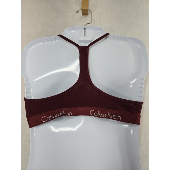 Calvin Klein Bralette Maroon Racerback Women's Large Cotton Blend Pull Over Bra - Picture 4 of 7